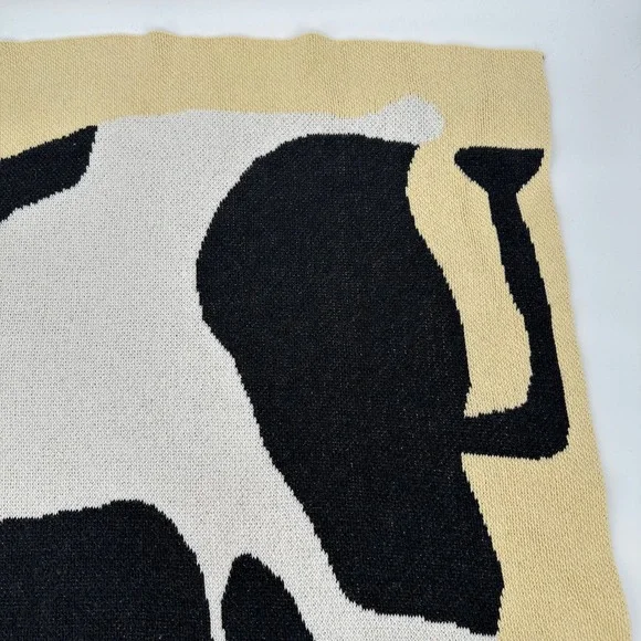 Cold Picnic Cow Knit Baby Lap Throw Blanket Lemon Made in USA RARE - Picture 4 of 8